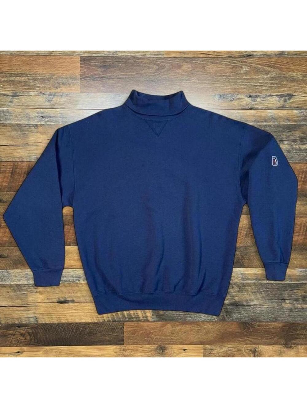 Vintage PGA Tour Sweater Blue Long Sleeve Turtleneck Large.